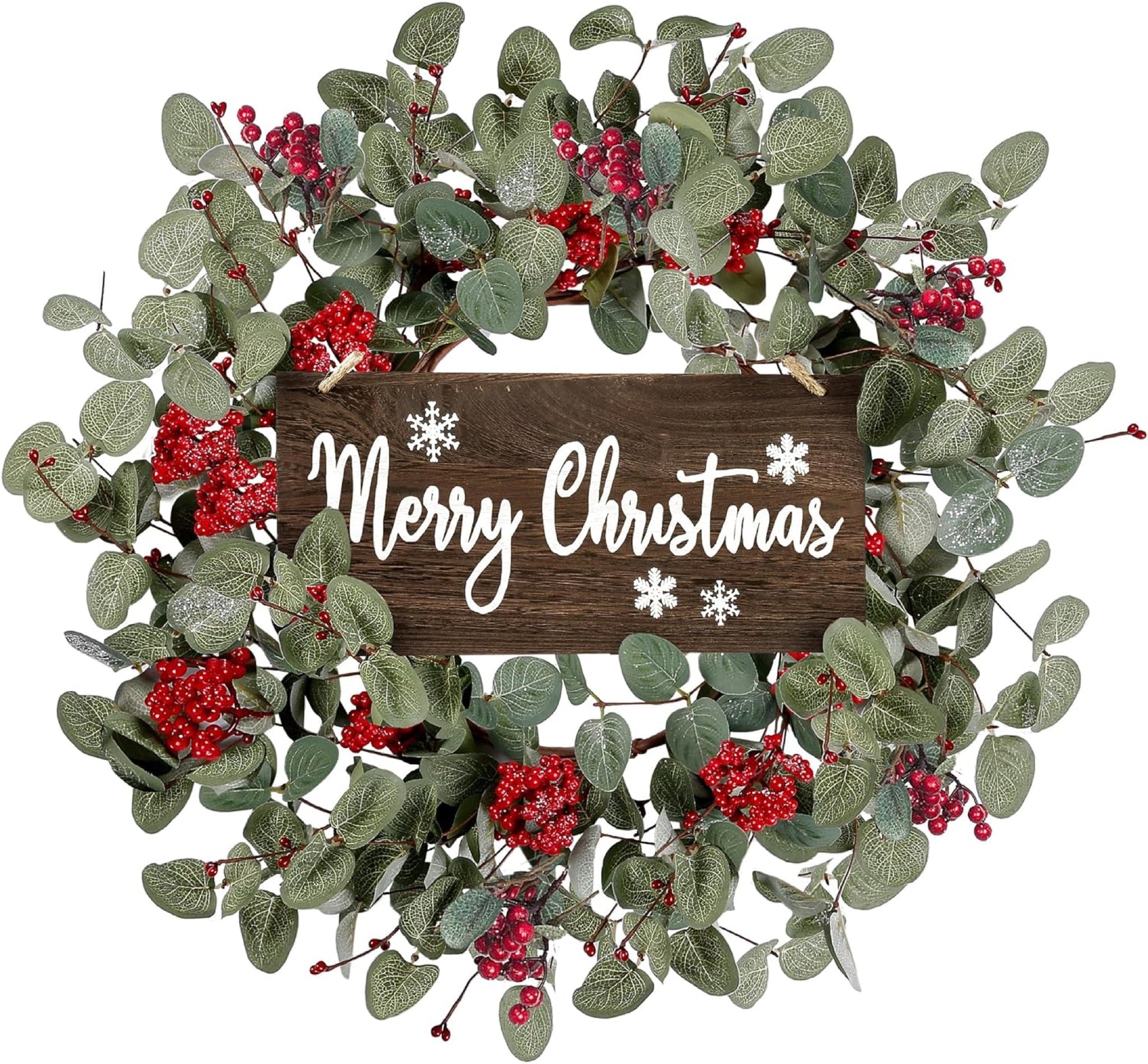 Artificial Pink Berry Eucalyptus Christmas Wreath — view 1