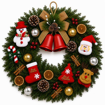 Artificial Plush Pre Lit Christmas Wreath — view 1