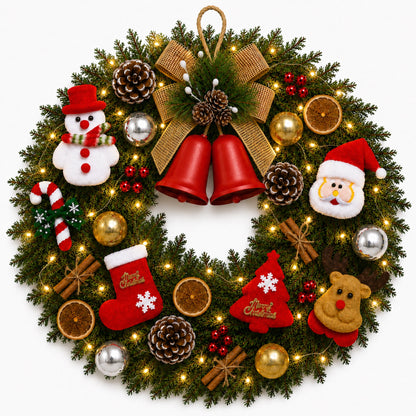 Artificial Plush Pre Lit Christmas Wreath — view 2