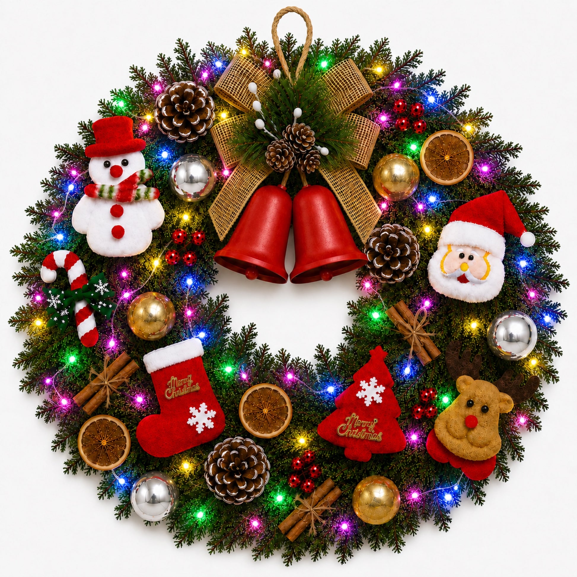 Artificial Plush Pre Lit Christmas Wreath — view 3