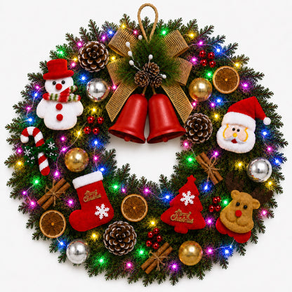 Artificial Plush Pre Lit Christmas Wreath — view 3
