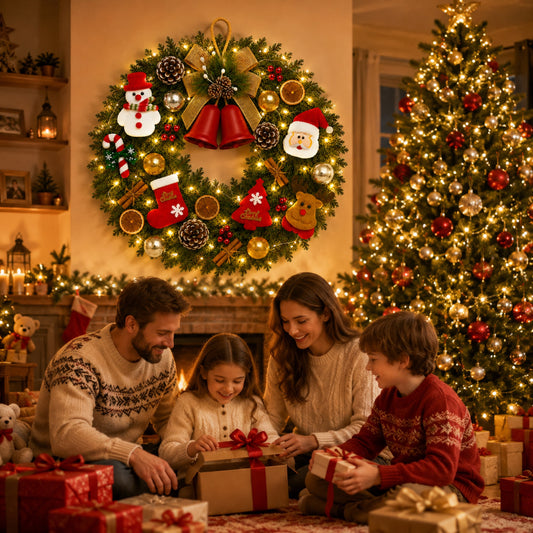 Artificial Plush Pre Lit Christmas Wreath — view 4