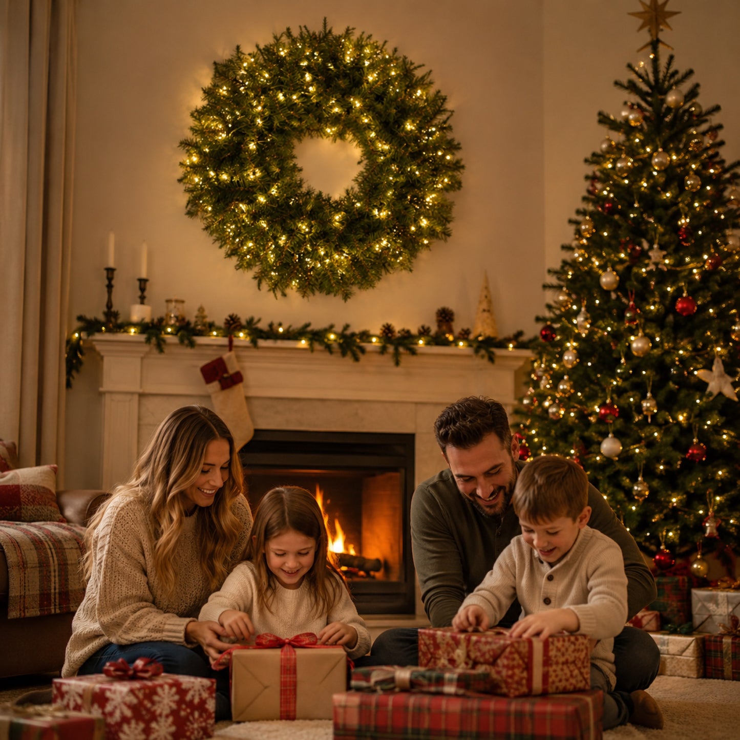 Artificial Pre Lit Fir Christmas Wreath — view 3