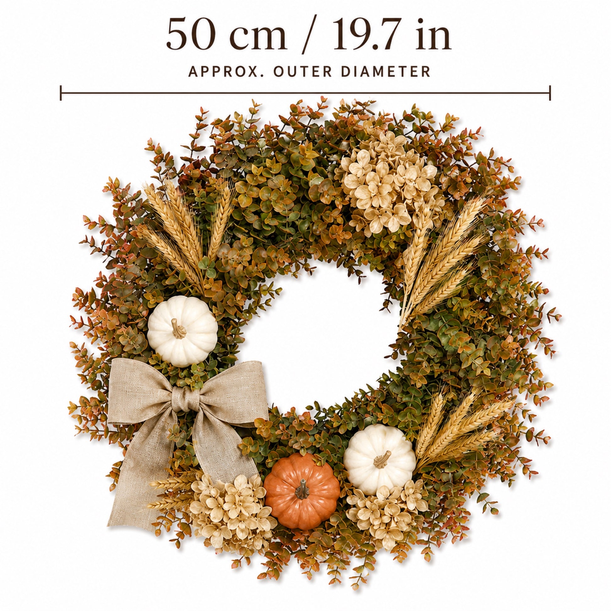 Artificial Pumpkin Hydrangea Fall Wreath — view 2