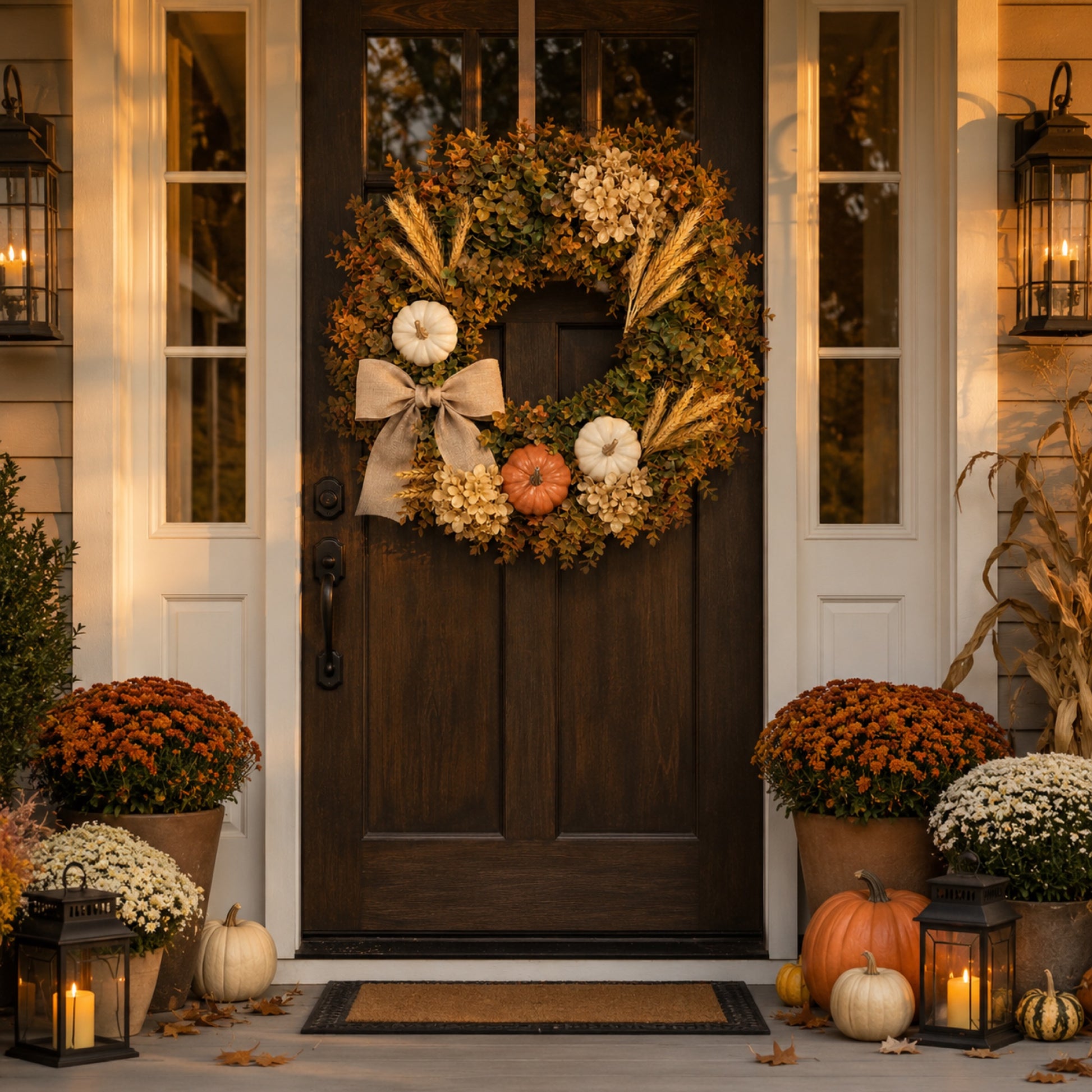 Artificial Pumpkin Hydrangea Fall Wreath — view 3