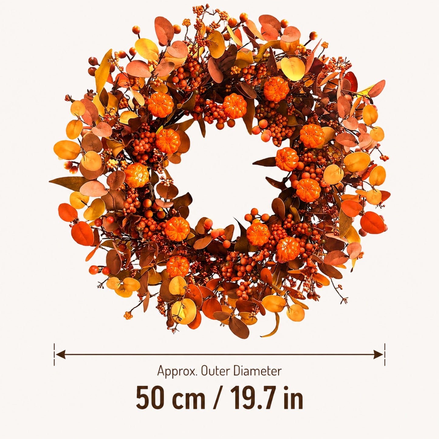 Artificial Pumpkin Orange Berry Fall Wreath — view 3