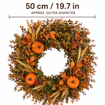 Artificial Pumpkin & Wheat Fall Wreath — view 3