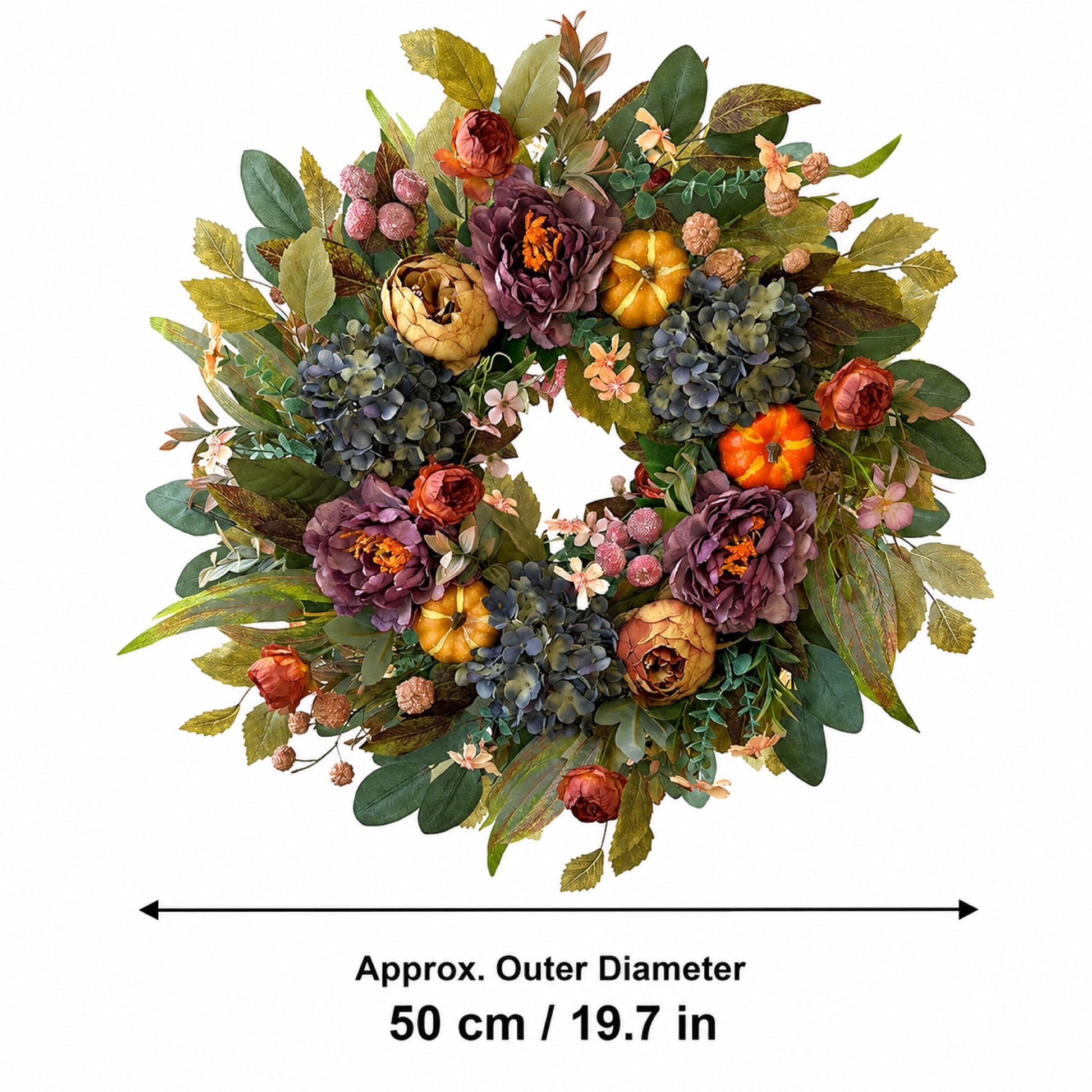 Artificial Purple Hydrangea Fall Wreath — view 3