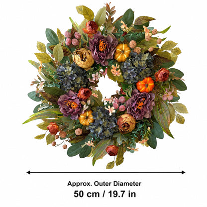 Artificial Purple Hydrangea Fall Wreath — view 3