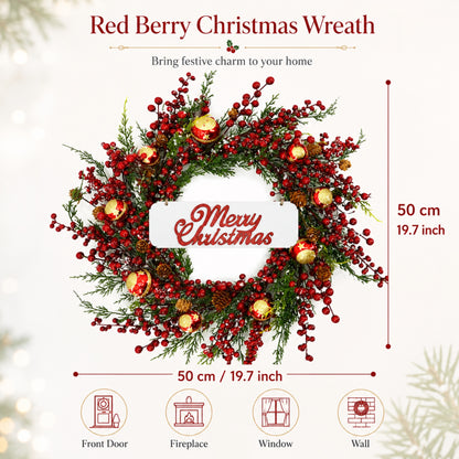 Artificial Red Gold Star Christmas Wreath — view 2