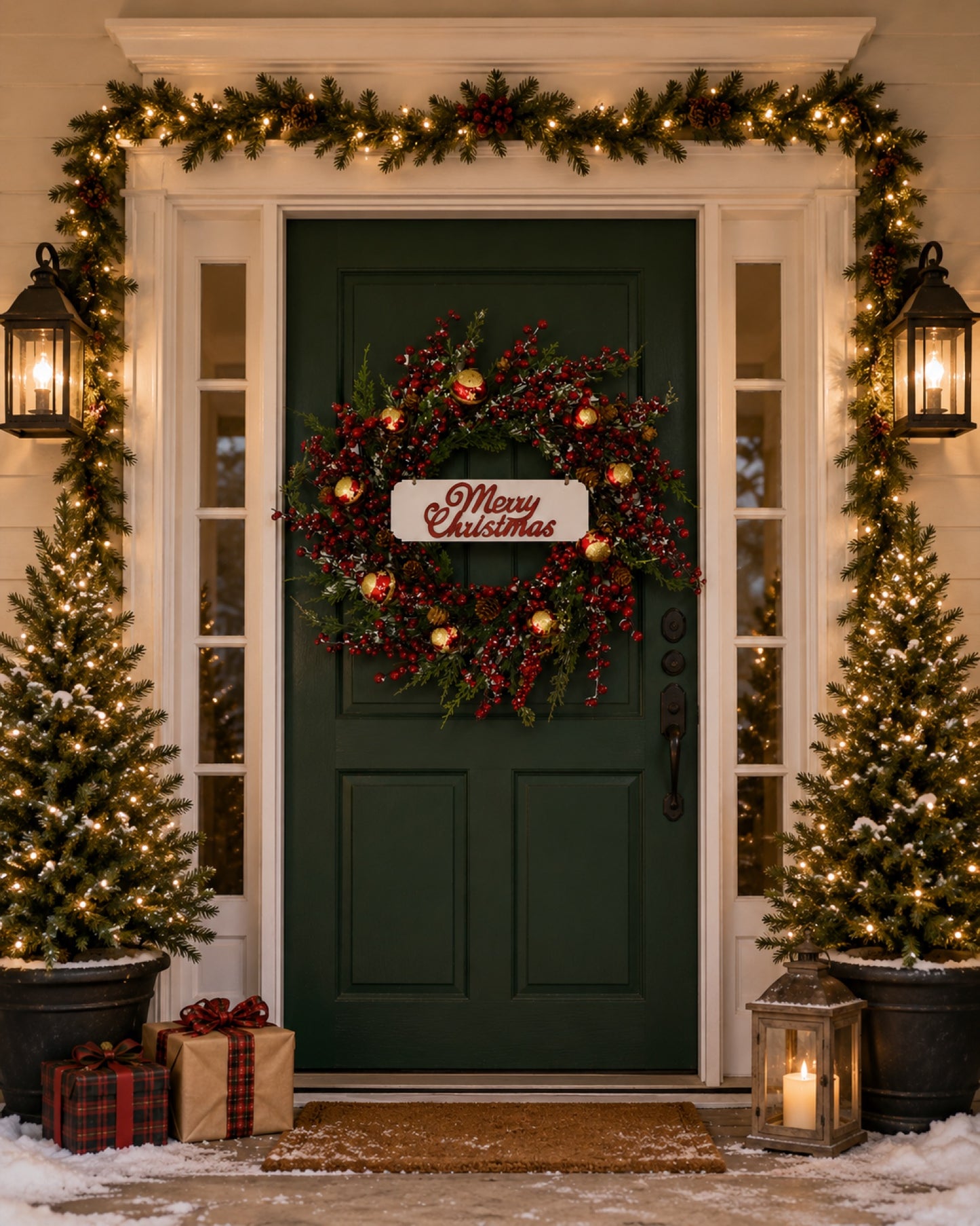 Artificial Red Gold Star Christmas Wreath — view 4