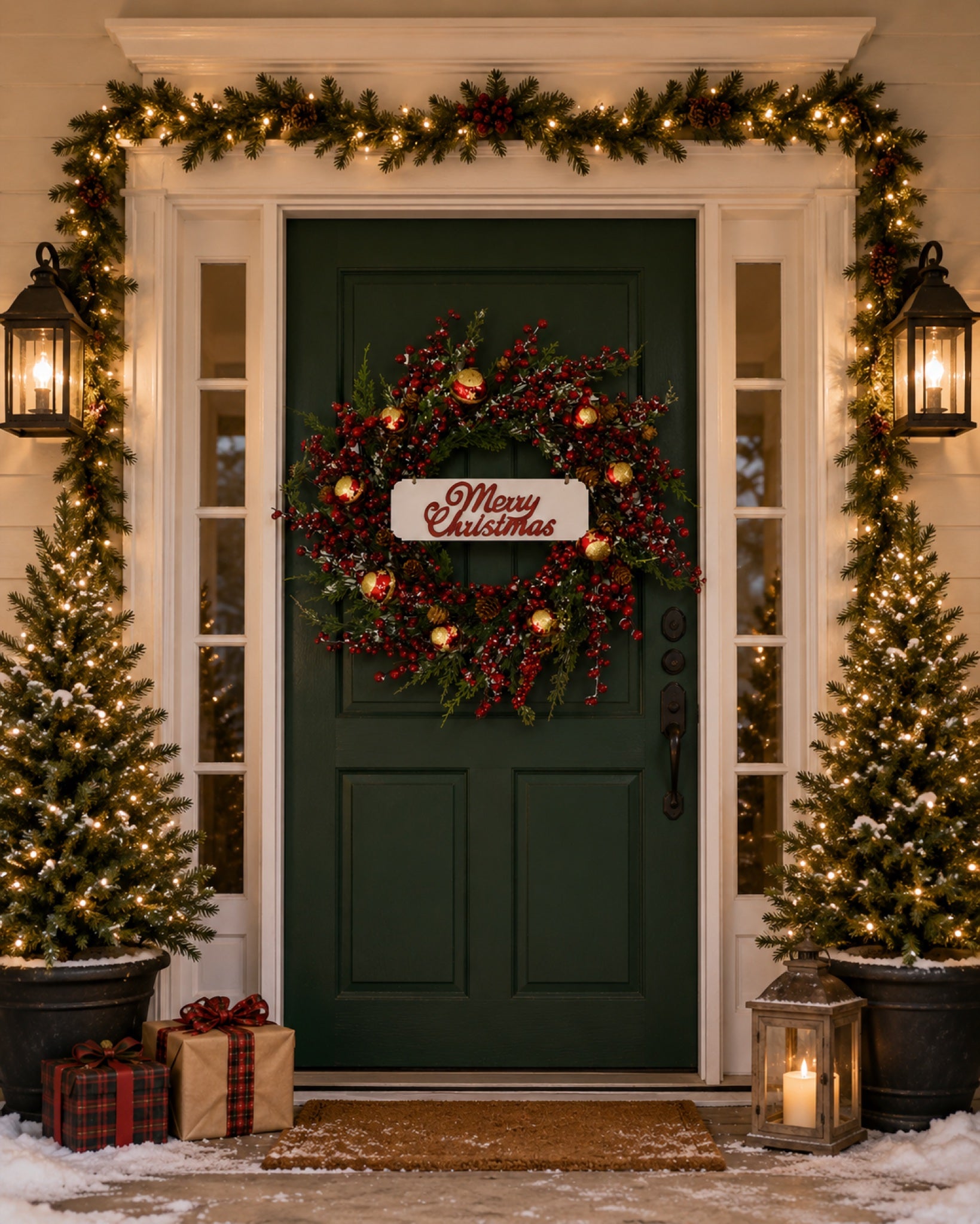 Artificial Red Gold Star Christmas Wreath — view 4