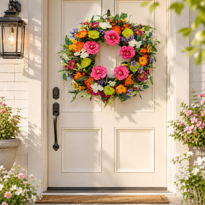 Artificial Rose Daisy Wreath — view 1
