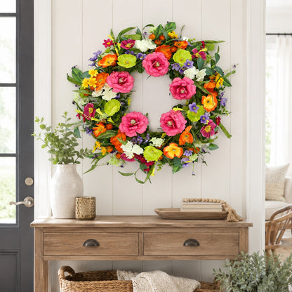 Artificial Rose Daisy Wreath — view 2