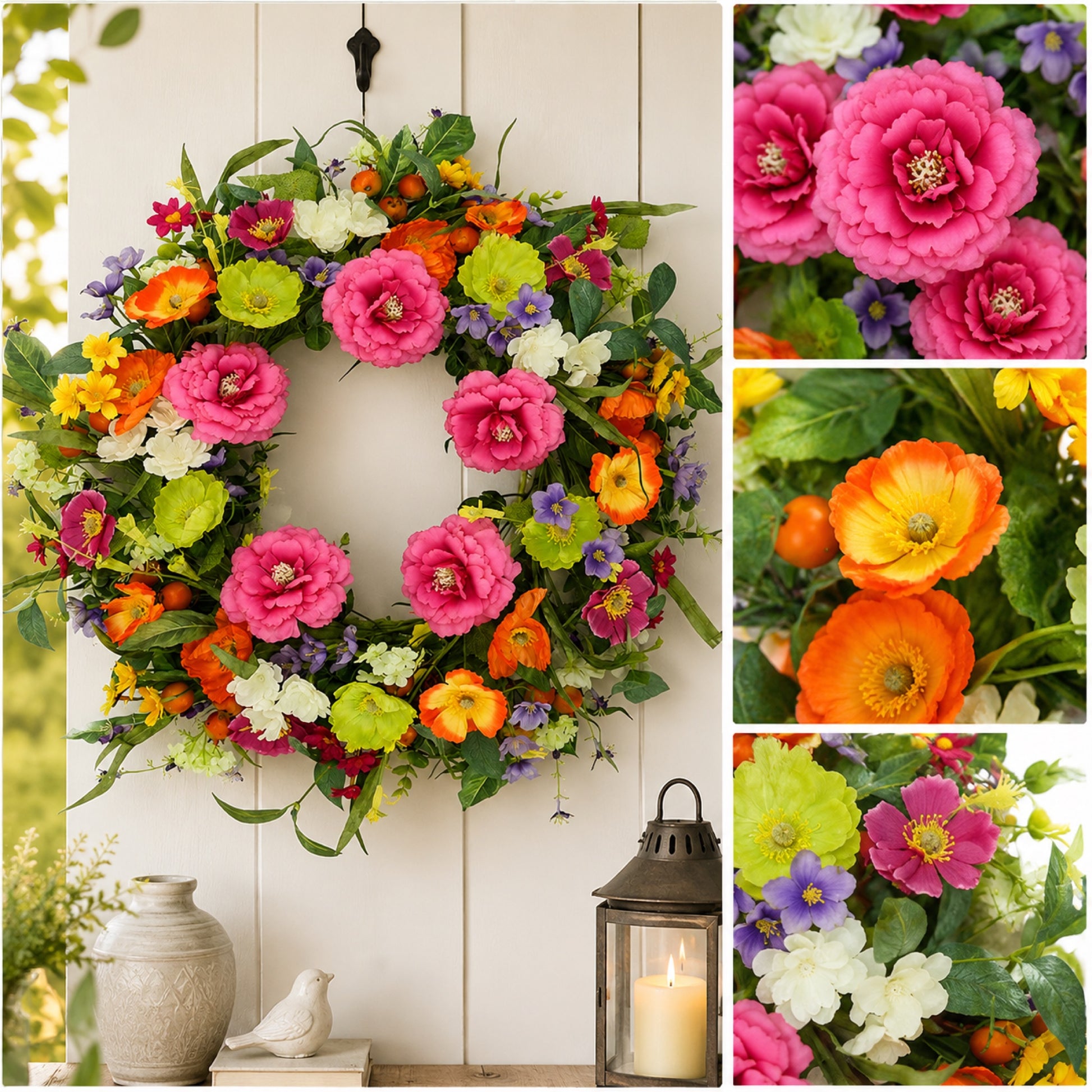 Artificial Rose Daisy Wreath — view 3