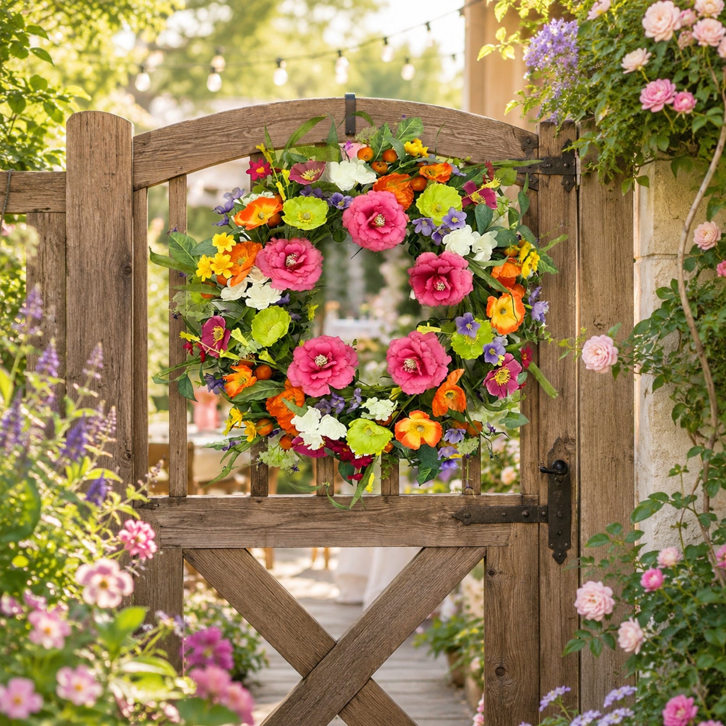 Artificial Rose Daisy Wreath — view 5