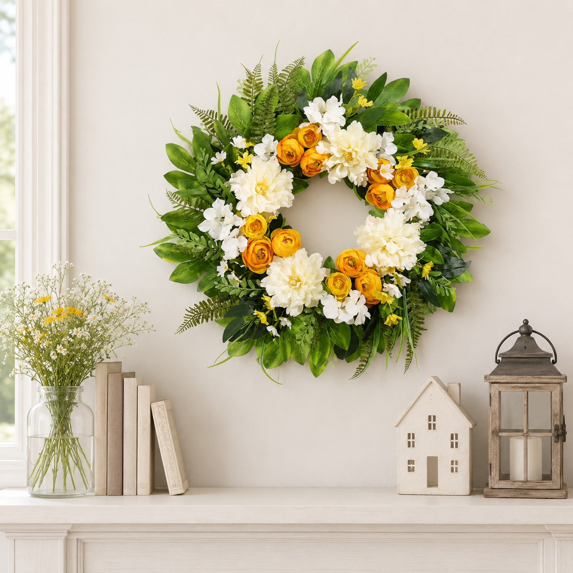 Artificial Rose Peony Wreath — view 2