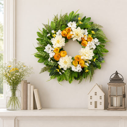 Artificial Rose Peony Wreath — view 2