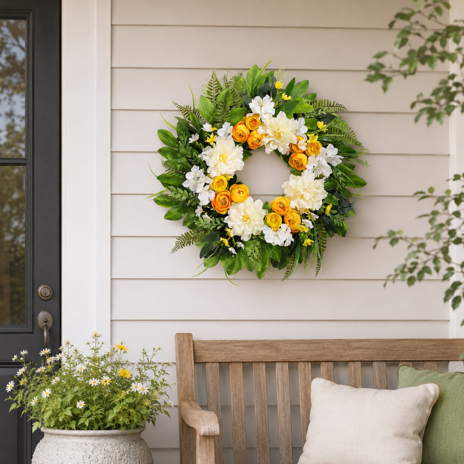 Artificial Rose Peony Wreath — view 3