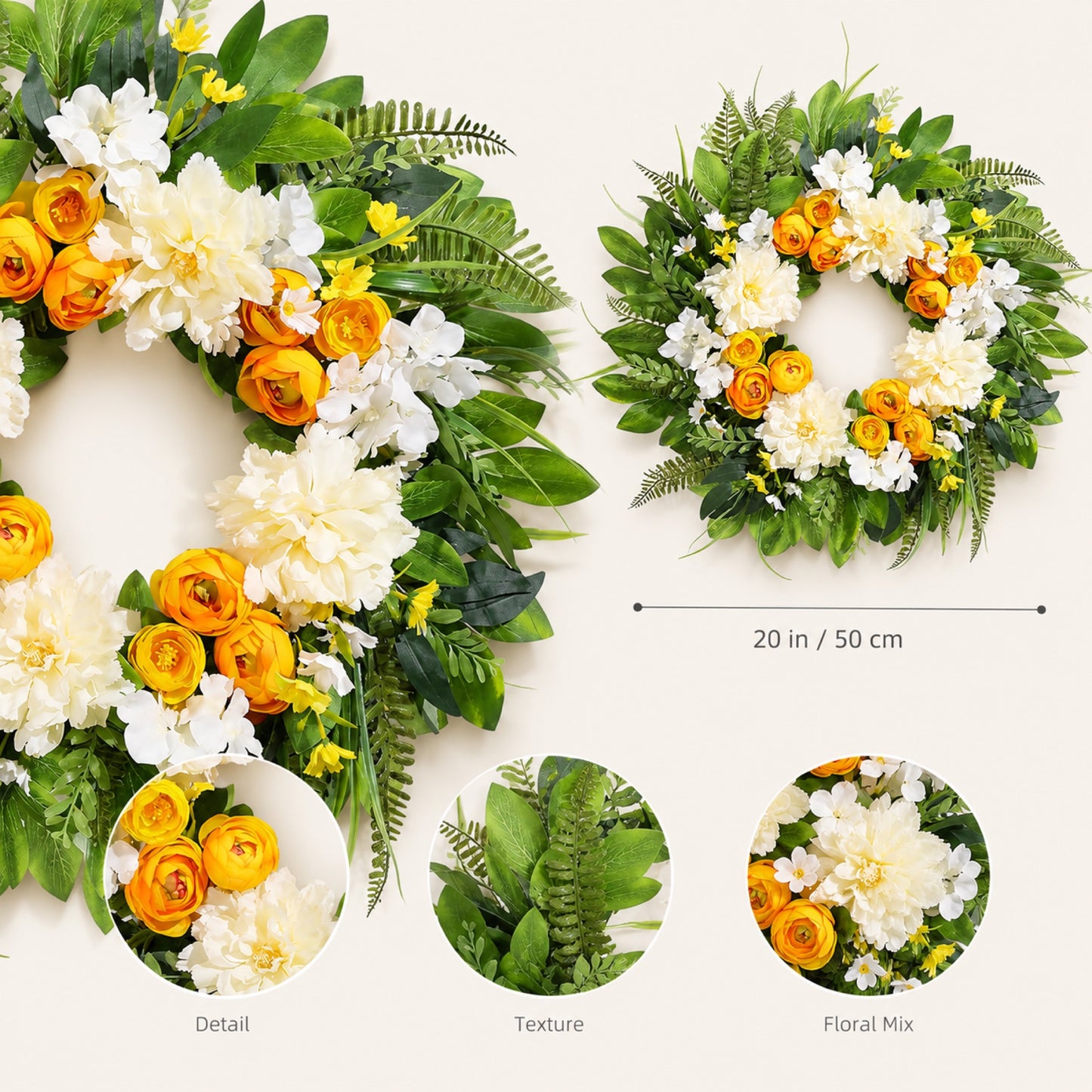 Artificial Rose Peony Wreath — view 4