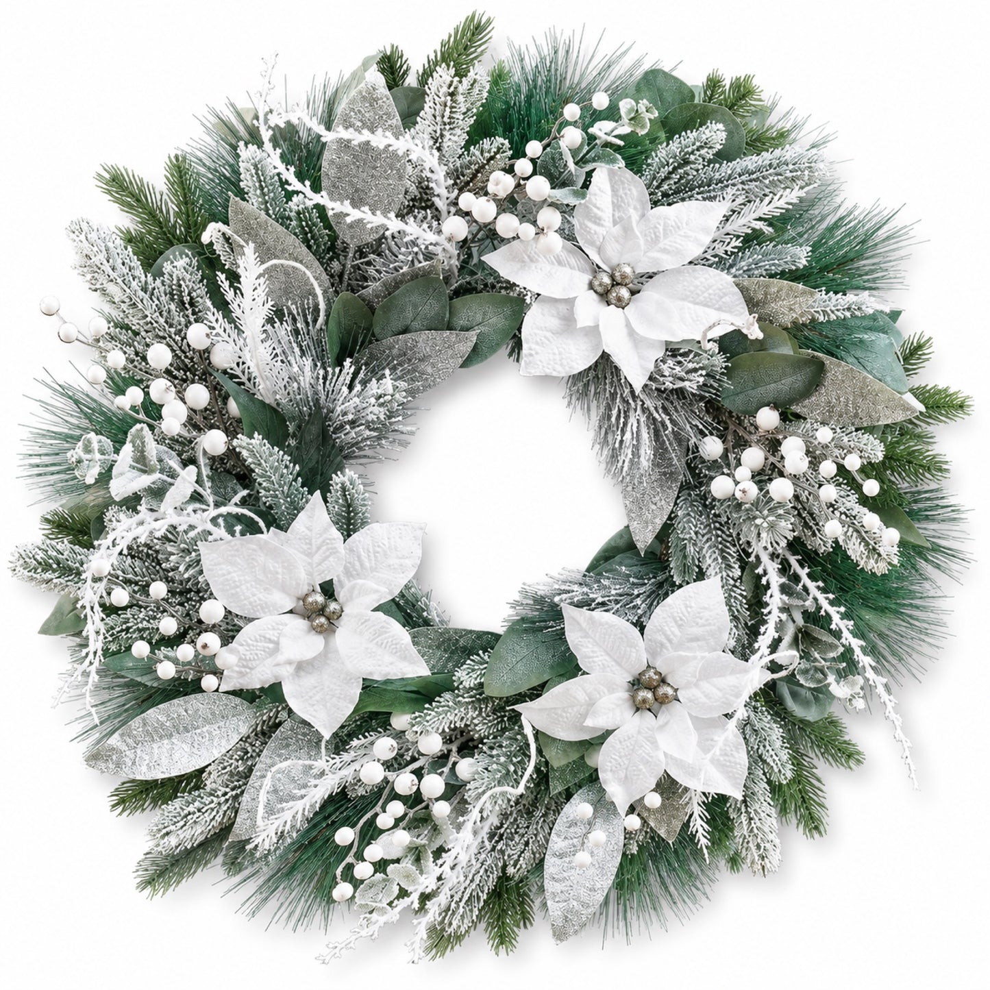 Artificial Snowy Eucalyptus White Berry Christmas Wreath — view 1