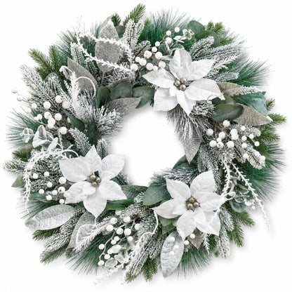 Artificial Snowy Eucalyptus White Berry Christmas Wreath — view 1