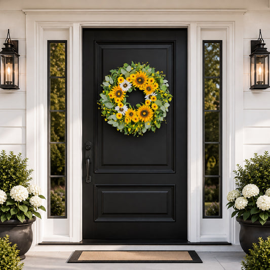 Artificial Sunflower Green Kumquat Wreath — view 1