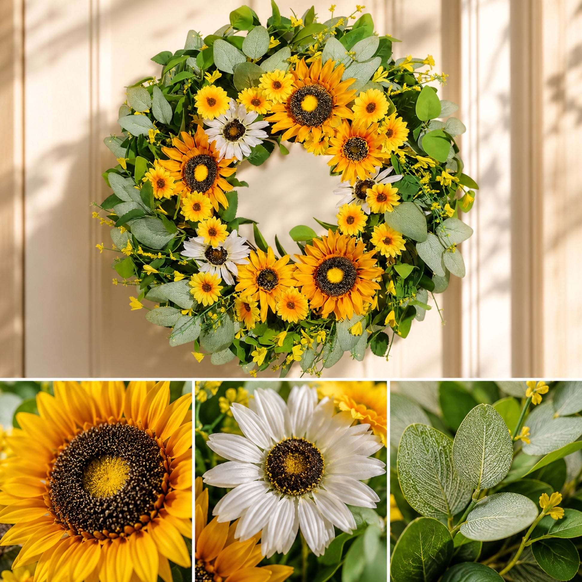 Artificial Sunflower Green Kumquat Wreath — view 2