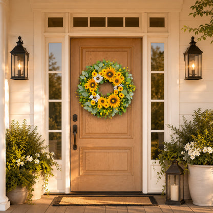 Artificial Sunflower Green Kumquat Wreath — view 4