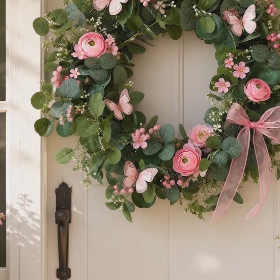 Artificial Pink Rose Butterfly Wreath — workshop promo video