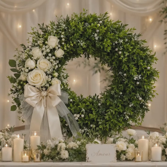 Artificial White Rose Pearl Oak Leaf Wreath — workshop promo video