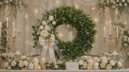 Artificial White Rose Pearl Oak Leaf Wreath — workshop promo video